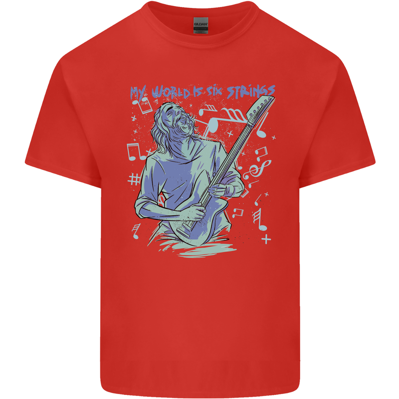 My World Is Six Strings Guitar Rock Music Kids T-Shirt Childrens Red