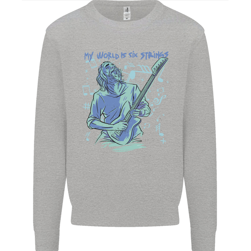 My World Is Six Strings Guitar Rock Music Mens Sweatshirt Jumper Sports Grey