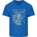 My World Is Six Strings Guitar Rock Music Mens V-Neck Cotton T-Shirt Royal Blue