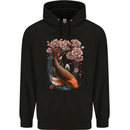 Mystical Koi Carp Flowers Childrens Kids Hoodie Black