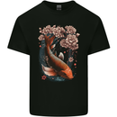 Mystical Koi Carp Flowers Kids T-Shirt Childrens Black