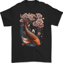 Mystical Koi Carp Flowers Mens Gildan Cotton T-Shirt Black