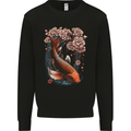 Mystical Koi Carp Flowers Mens Sweatshirt Jumper Black