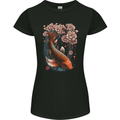 Mystical Koi Carp Flowers Womens Petite Cut T-Shirt Black