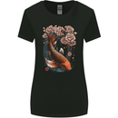 Mystical Koi Carp Flowers Womens Wider Cut T-Shirt Black