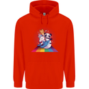 Mystical Panda Bear Unicorn Cat and Shark Childrens Kids Hoodie Bright Red