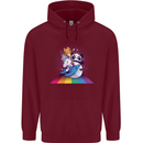 Mystical Panda Bear Unicorn Cat and Shark Childrens Kids Hoodie Maroon
