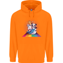 Mystical Panda Bear Unicorn Cat and Shark Childrens Kids Hoodie Orange