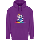 Mystical Panda Bear Unicorn Cat and Shark Childrens Kids Hoodie Purple