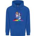 Mystical Panda Bear Unicorn Cat and Shark Childrens Kids Hoodie Royal Blue