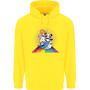 Mystical Panda Bear Unicorn Cat and Shark Childrens Kids Hoodie Yellow