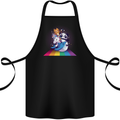 Mystical Panda Bear Unicorn Cat and Shark Cotton Apron 100% Organic Black