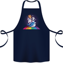 Mystical Panda Bear Unicorn Cat and Shark Cotton Apron 100% Organic Navy Blue