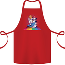 Mystical Panda Bear Unicorn Cat and Shark Cotton Apron 100% Organic Red