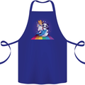 Mystical Panda Bear Unicorn Cat and Shark Cotton Apron 100% Organic Royal Blue