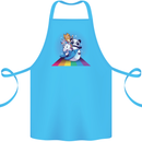 Mystical Panda Bear Unicorn Cat and Shark Cotton Apron 100% Organic Turquoise