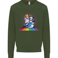 Mystical Panda Bear Unicorn Cat and Shark Kids Sweatshirt Jumper Forest Green