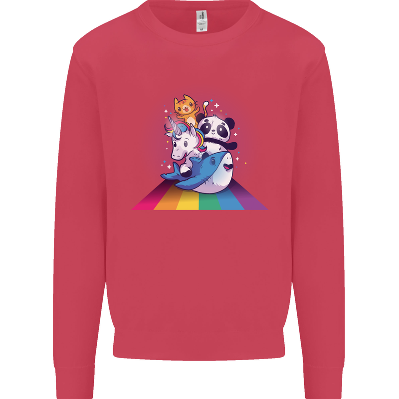 Mystical Panda Bear Unicorn Cat and Shark Kids Sweatshirt Jumper Heliconia