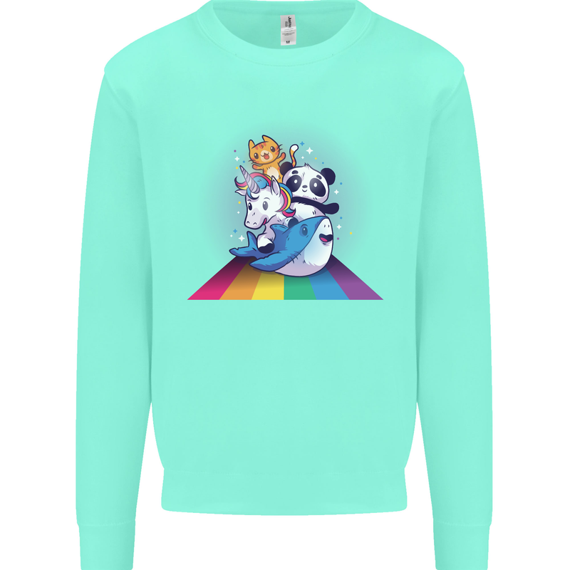 Mystical Panda Bear Unicorn Cat and Shark Kids Sweatshirt Jumper Peppermint