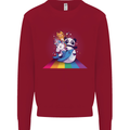 Mystical Panda Bear Unicorn Cat and Shark Kids Sweatshirt Jumper Red