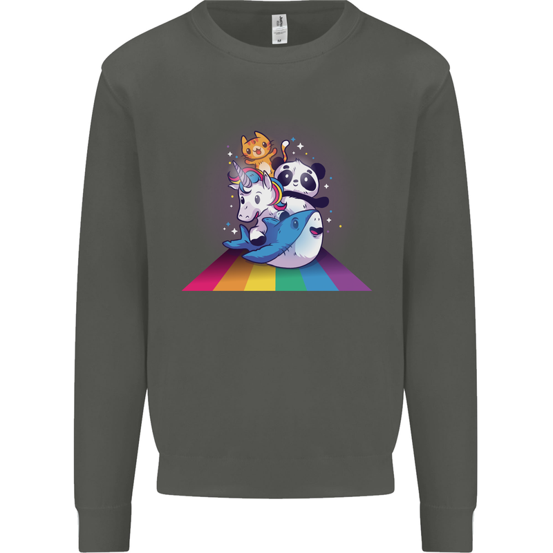 Mystical Panda Bear Unicorn Cat and Shark Kids Sweatshirt Jumper Storm Grey