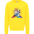 Mystical Panda Bear Unicorn Cat and Shark Kids Sweatshirt Jumper Yellow