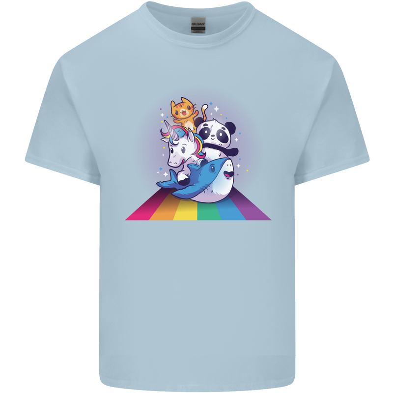 Mystical Panda Bear Unicorn Cat and Shark Kids T-Shirt Childrens Light Blue