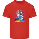 Mystical Panda Bear Unicorn Cat and Shark Kids T-Shirt Childrens Red
