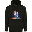 Mystical Panda Bear Unicorn Cat and Shark Mens 80% Cotton Hoodie Black