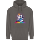 Mystical Panda Bear Unicorn Cat and Shark Mens 80% Cotton Hoodie Charcoal
