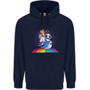 Mystical Panda Bear Unicorn Cat and Shark Mens 80% Cotton Hoodie Navy Blue