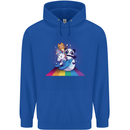 Mystical Panda Bear Unicorn Cat and Shark Mens 80% Cotton Hoodie Royal Blue