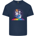 Mystical Panda Bear Unicorn Cat and Shark Mens Cotton T-Shirt Tee Top Navy Blue