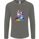 Mystical Panda Bear Unicorn Cat and Shark Mens Long Sleeve T-Shirt Charcoal