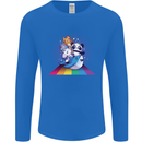 Mystical Panda Bear Unicorn Cat and Shark Mens Long Sleeve T-Shirt Royal Blue