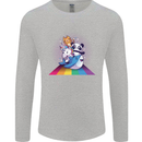 Mystical Panda Bear Unicorn Cat and Shark Mens Long Sleeve T-Shirt Sports Grey