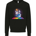 Mystical Panda Bear Unicorn Cat and Shark Mens Sweatshirt Jumper Black