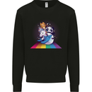Mystical Panda Bear Unicorn Cat and Shark Mens Sweatshirt Jumper Black