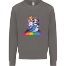 Mystical Panda Bear Unicorn Cat and Shark Mens Sweatshirt Jumper Charcoal