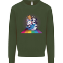 Mystical Panda Bear Unicorn Cat and Shark Mens Sweatshirt Jumper Forest Green