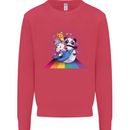 Mystical Panda Bear Unicorn Cat and Shark Mens Sweatshirt Jumper Heliconia
