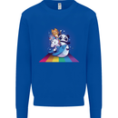 Mystical Panda Bear Unicorn Cat and Shark Mens Sweatshirt Jumper Royal Blue