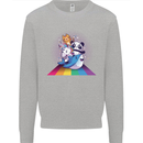 Mystical Panda Bear Unicorn Cat and Shark Mens Sweatshirt Jumper Sports Grey