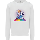 Mystical Panda Bear Unicorn Cat and Shark Mens Sweatshirt Jumper White