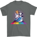 Mystical Panda Bear Unicorn Cat and Shark Mens T-Shirt 100% Cotton Charcoal