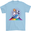 Mystical Panda Bear Unicorn Cat and Shark Mens T-Shirt 100% Cotton Light Blue