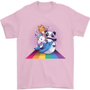 Mystical Panda Bear Unicorn Cat and Shark Mens T-Shirt 100% Cotton Light Pink