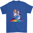 Mystical Panda Bear Unicorn Cat and Shark Mens T-Shirt 100% Cotton Royal Blue
