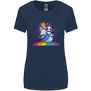 Mystical Panda Bear Unicorn Cat and Shark Womens Wider Cut T-Shirt Navy Blue