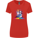 Mystical Panda Bear Unicorn Cat and Shark Womens Wider Cut T-Shirt Red